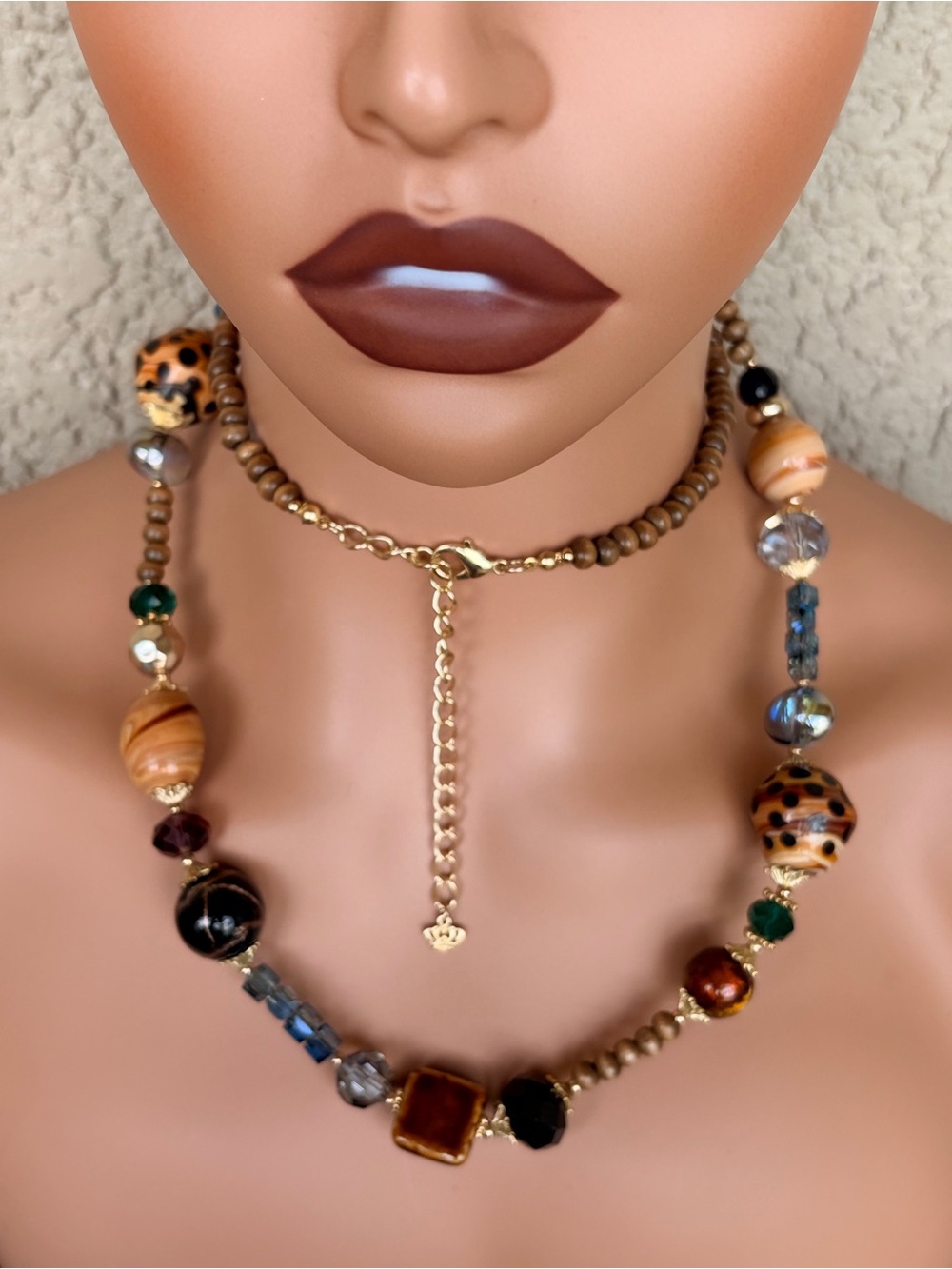Premier Designs Multicolored Mixed Media Beaded Statement Necklace - Picture 2 of 9